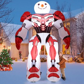 COMIN 6.5 FT Tall Christmas Inflatables Outdoor Decorations Blow Up Xmas Mechanical Armor Warrior Snowman with Built-in LEDs for Christmas Indoor Outdoor Yard Lawn Garden Decorations