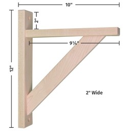 Tyler Morris Woodworking Wood Shelf Bracket - Maple Straight 10