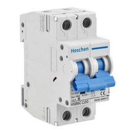 Heschen HSB6C 20 Amp Current 2 Pin Type C 6kA Breaking Capacity DIN Rail Mounted Circuit Breaker
