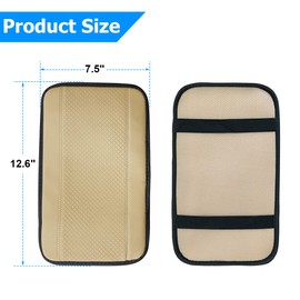Adunsiaoto Universal Car Armrest Cushion, Leather Armrest Cushion for Cars, Armrest Cushion Car Comfortable Cover for Centre Console, for Cars, Suv (Beige)