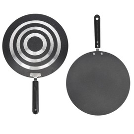 Fockety Plancha Redonda de Hierro Fundido, Sartén Antiadherente de 11.0 in con Cubierta de Mango, Comal Pre Sazonado para Tortillas, Horno, Estufa, Barbacoa, Fuego, Ahumador, Seguro para