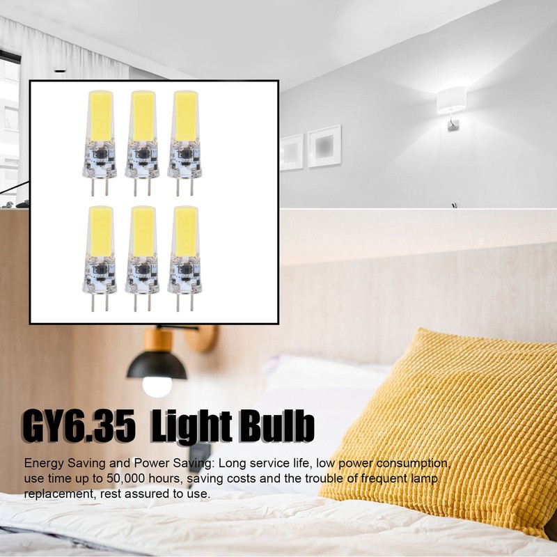 6PCS GY6.35 Bulb 5W COB Light Bulb 500lm Silicone Ceiling