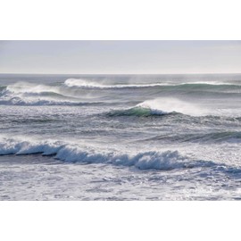 Ocean Waves Picture Unframed Taupe Monochromatic Seascape Coastal Wall Art Beach House Decor Ocean Photography Wind Water Blue Nature Print