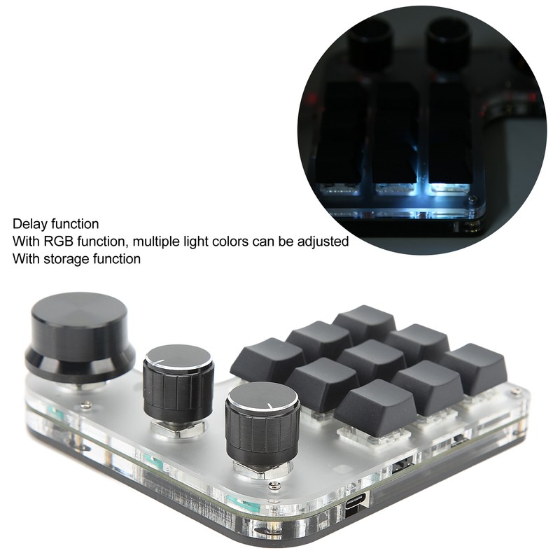 Mini Keypad 9 Keys 3 Knob RGB Multifunctional DIY Shortcut
