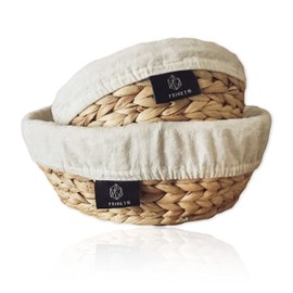 FRIHET Bread Basket Fruit Basket Braided Water Hyacinth Set of 2
