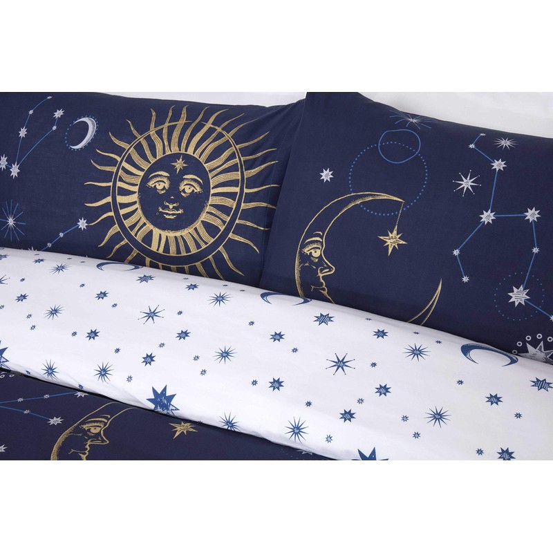 Rapport Home Celestial Duvet Cover Bed Set, Polycotton, Navy, Single