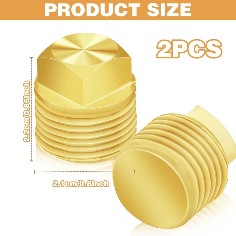 2 Pcs Boat Drain Plug, Solid Brass Boat Plug 1/2