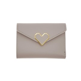 CB Women's Wallet Heart-Shaped Metal Badge Clutch Synthetic Leather Bifold Card Purse Holder Organizer, Small, Pastel Purple