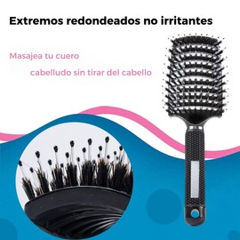 Triko Set de 2 Cepillos de Cerdas de Jabalí y Nailon, Cepillo Curvado para Desenredar el Cabello Seco y Húmedo, Fino, Grueso o Rizado, Cepillo Ventilado para Masaje, en Mujeres, Hombres y Niños.