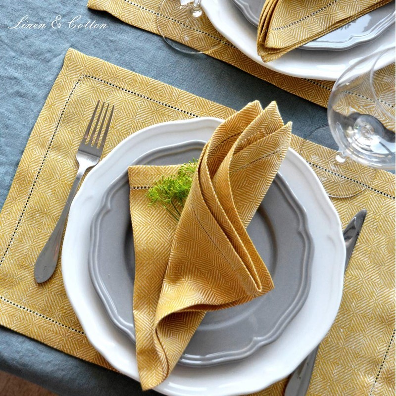 Linen & Cotton Set of 2 Table Mats Placemats Scandi