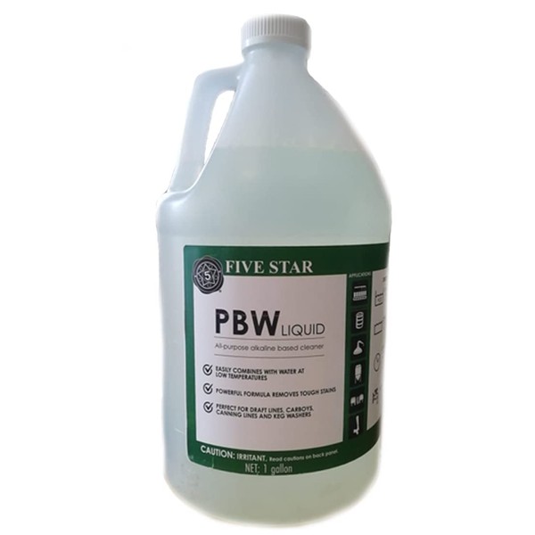 Five Star - PBW - Liquid - 1 Gallon (128 OZ) - Food-Grade Environmentally-User Friendly Cleaner