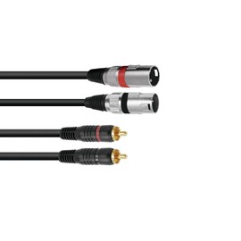 OMNITRONIC Adaptor Cable 2 x XLR (M) / 2 x RCA 6 m Black