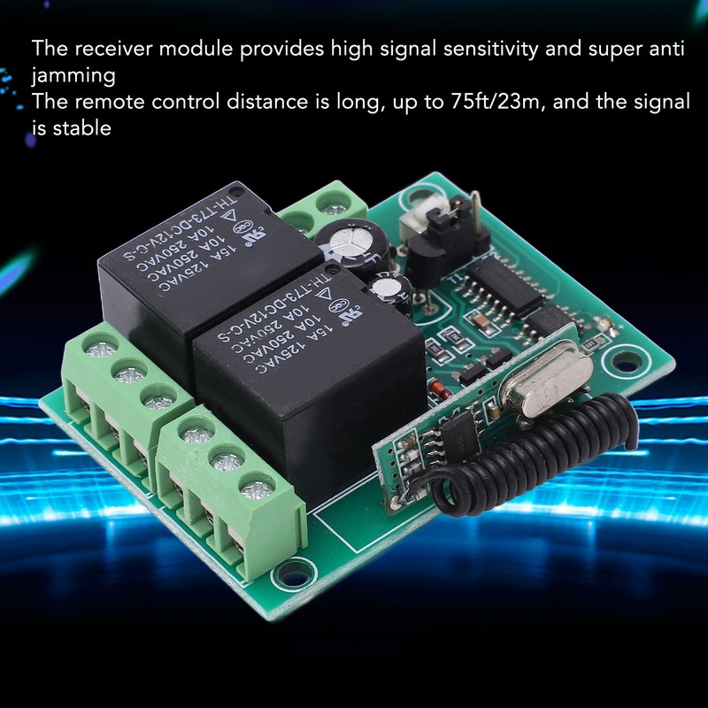 Wireless Relay Remote Control Kit DC12V 75ft Range Universal Transmitter