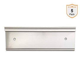 Aluminum Nameplate Holder, New, Modern Design, 8" x 2" (Silver, 5-Pack)