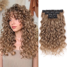 Bouncy Curly Hair Extensions, 4PCS Synthetic Clip in Hair Extensions