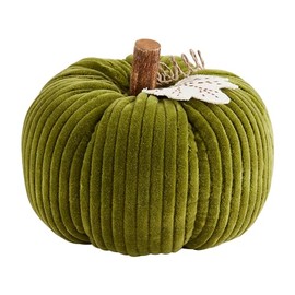 Mud Pie Green Corduroy Pumpkin Sitter, 10" Dia x 8"