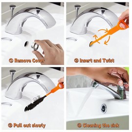 Drain Cleaning Brush, 79In Nylon Cleaner Double Ended Drain Brush Pipe Cleaning Set, Straw Cleaner Brush, Drain Snake, Tube Cleaning Brush for Bathroom Shower Kitchen Plug Hole (6 Pcs)