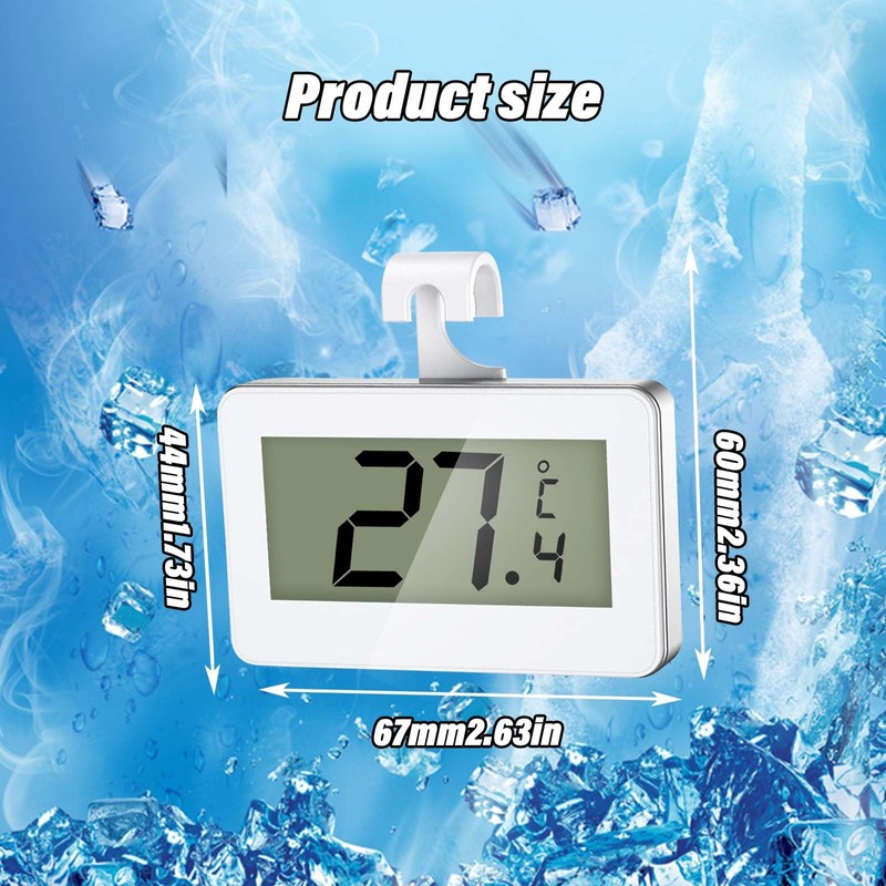 Pack of 3 Fridge Thermometers, Digital Fridge Thermometer with Easy-to-Read