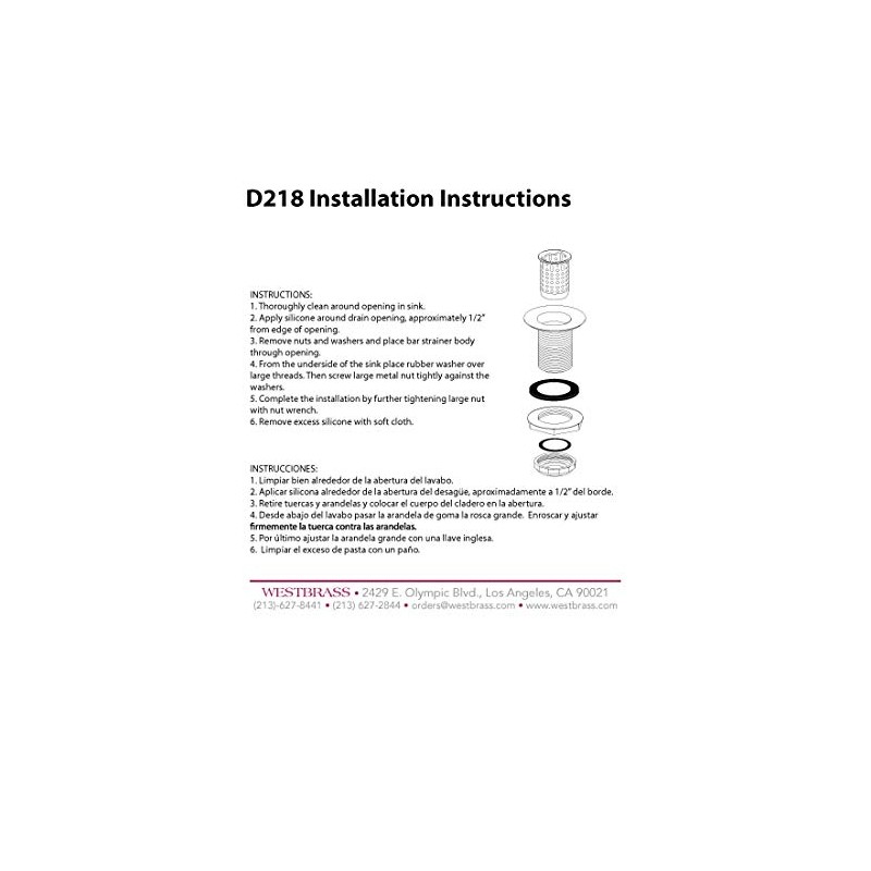 Westbrass Junior Basket Style Bar Sink Strainer, Polished Brass, D218-01