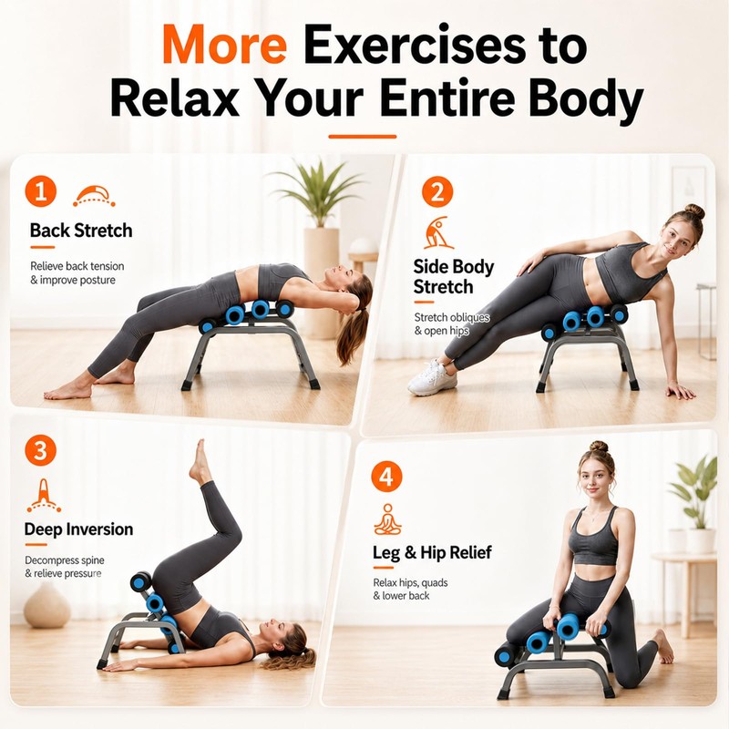 Flexella Mini Inversion Table, Spinal Decompression Table Rollers
