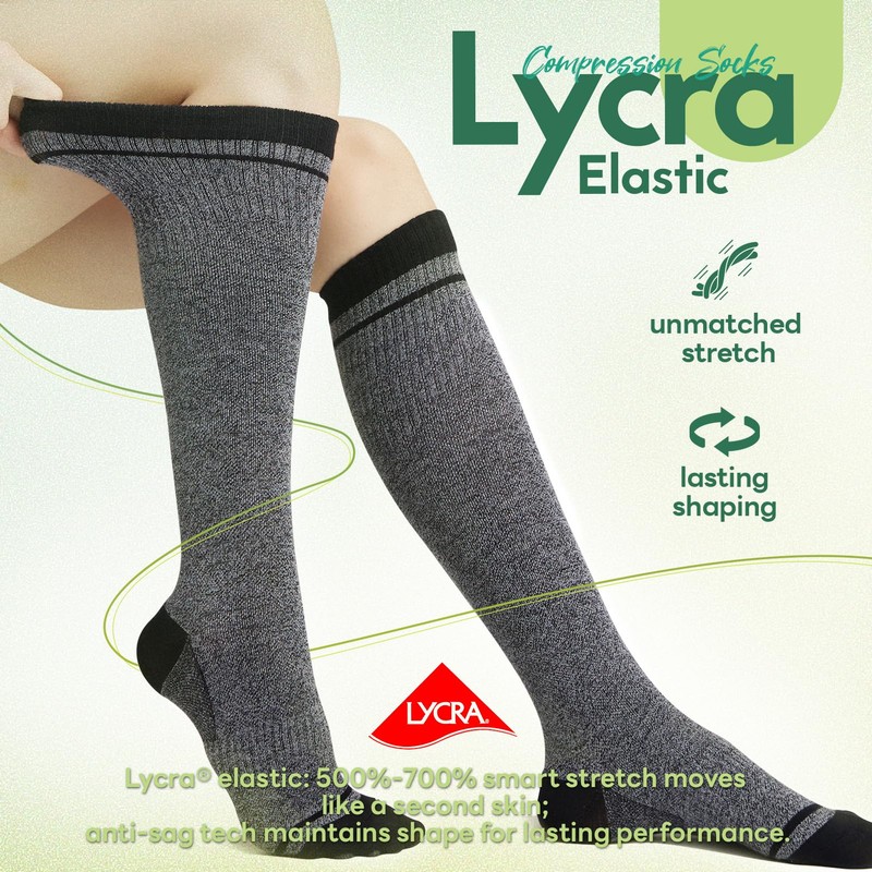 Iambamboo Mens Compression Socks for Men Women (3 Pairs) 15-20