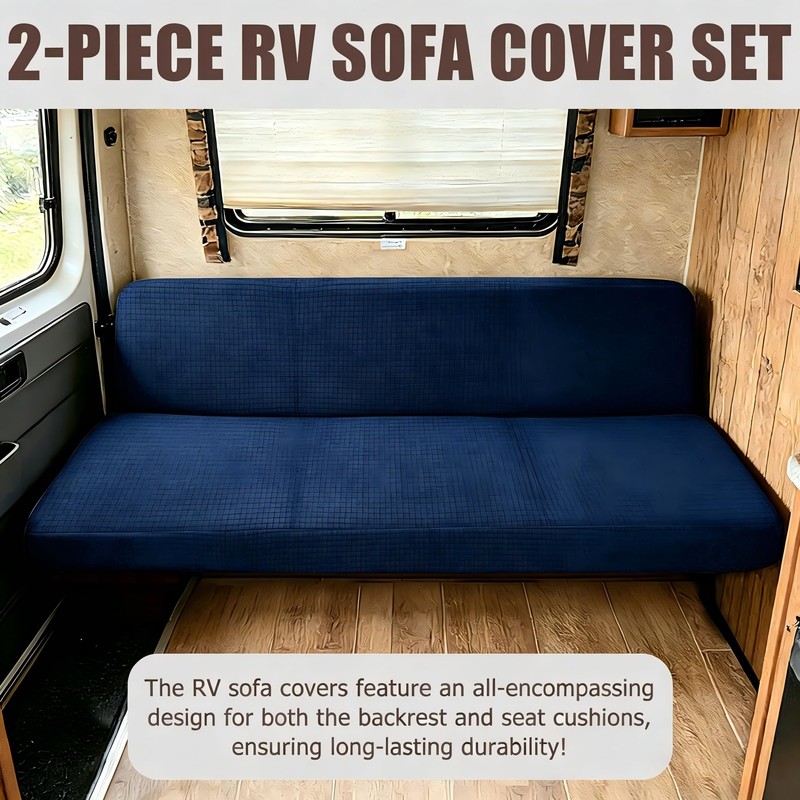 2 Piece RV Couch Covers for Sofa Bed, Stretch Elastic