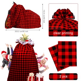 2 Pcs 80 x 60 In Jumbo Bike Gift Bags Buffalo Plaid Gift Bags Extra Large Bicycle Gift Bags Large Plastic Gift Bags for Heavy Large Gifts Bags Holiday Bicycle Bags Christmas (Red, Black, Plaid)