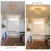 PAUFUL Boho Light Fixtures, 3-Light Farmhouse Rattan Ceiling Light, Flush