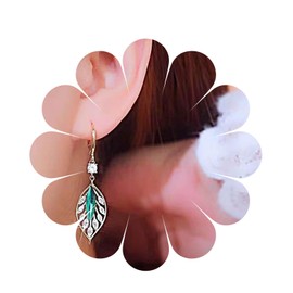 Yienate Boho Crystal Leaf Drop Dangle Earrings Gold Huggie Hoop Earrings Statement Green Gemstone Leaf Drop Earrings Rhinestone Wedding Earrings St Patricks Day Earrings Jewellery for Women, Zinc, No