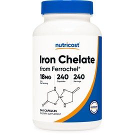 Nutricost Chelated Iron (from Ferrochel) 18mg, 240 Capsules - Gluten Free, Non GMO Iron Chelate Supplement | Nutricost