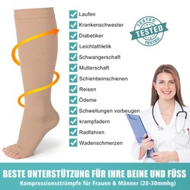 Evolyline 2 Pairs of Medical Compression Stockings for Men and Women, 20-30 mmhg, Class 2, Compression Socks, Thrombosis Stockings, Women's Flight, Support Stockings, Women's Support Tights for