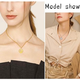 Aurora Tears 925 Sterling Silver 12 Zodiac Pendant Constellation Round Coin Necklaces CZ Horoscope Gold-Plated Jewellery Gift for Women and Girls DP0111, Gold-Plated Silver