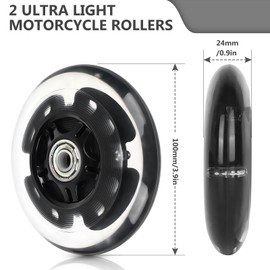 Pack of 2 100 mm Luminous Scooter Wheels - LED Scooter Replacement Wheels - Kick Scooter Wheels - Scooter Wheels with ABEC-9 Bearings, 100 mm Scooter Wheels for All Scooters (Black)
