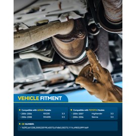 PHILTOP Front Left Catalytic Converter Compatible with 2004-2007 Highlander 3.3L, 2004-2006 Sienna/RX330 3.3L, 2006-2008 RX400h 3.3L - Replace# 16392 Direct-Fit Stainless Steel (EPA Compliant)
