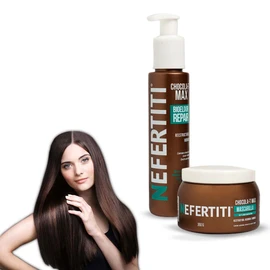 Kit Mascarilla Doble Keratina + Bioelixir Nefertiti Chocola-T Max Tratamiento para el Cabello Severamente Dañado y Procesado, Revitaliza y Repara la Hebra Capilar