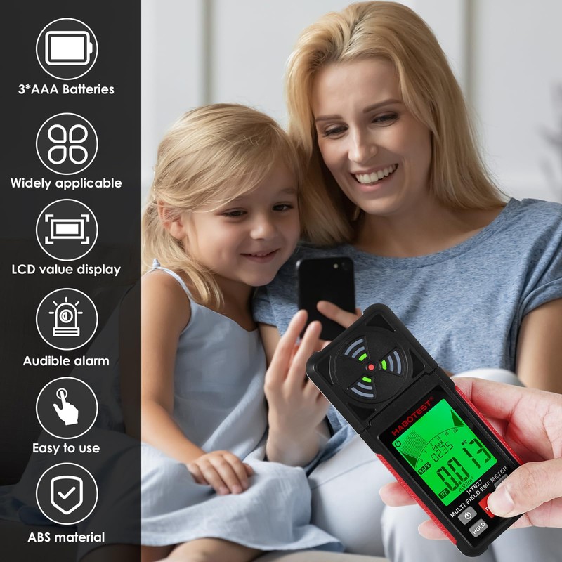 Electromagnetic Field Radiation Detector,Portable 2.26inch LCD Display EMF Reader Meter