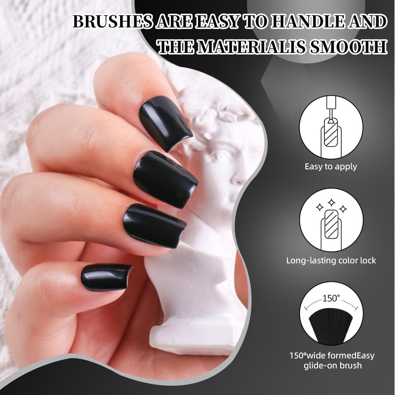 DouborQ Mysterious Black Color Nail Polish Finger Air Dry Long-lasting
