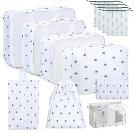 Organizadores de Viaje para Maletas,12 en 1 Set de Organizador de Equipaje,Impermeable Organizador de Maleta, para Ropa Zapatos,Cosméticos de bolsas o