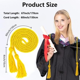 Graduation Cords, Gold Graduation Cord, Cords for Graduation 2024, Graduation Tassel Cord, Honor Cords, 67" Long Braided Graduation Ropes Cords for Graduation Decorations Bachelor Gown Master Doctoral