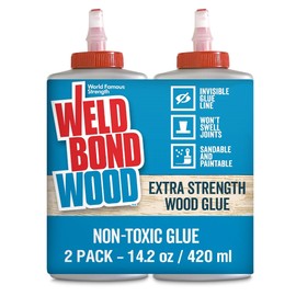 Weldbond Extra Strength Wood Glue for Woodworking, Furniture Repair & DIY Projects - Non-Toxic, Invisible Line, Sandable & Paintable, Heavy Duty Wood Glue for Furniture & Carpentry - 14.2 oz, 2 Pack
