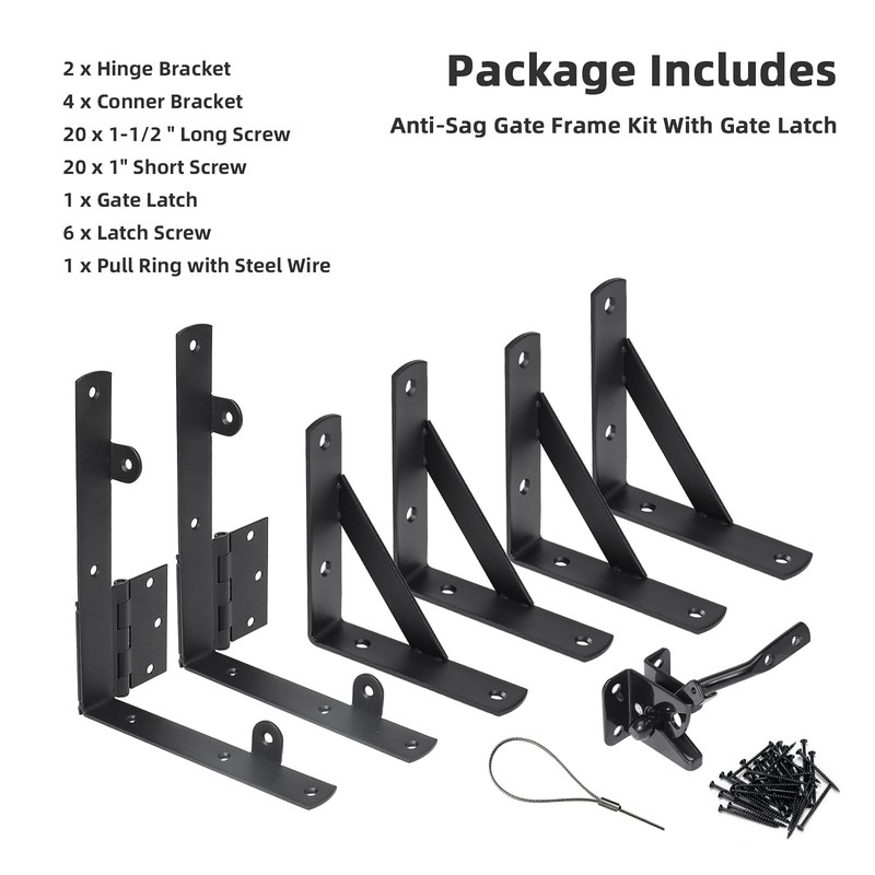 WEKIS Gate Corner Brace Brackets Heavy Duty Anti Sag Gate