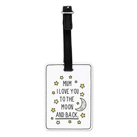 Gift Base Mum I Love You to The Moon and Back Visual Luggage Tag with Black Strap