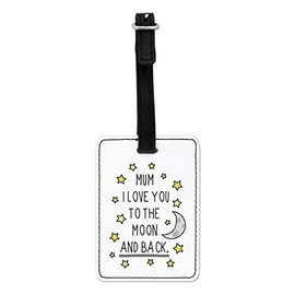 Gift Base Mum I Love You to The Moon and Back Visual Luggage Tag with Black Strap