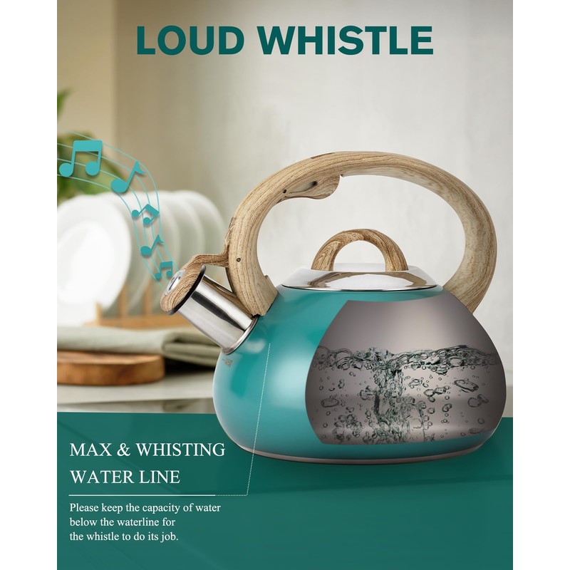 Tea Kettle Stovetop,2.0QT Loud Whistling Kettle for Boiling Water Coffee