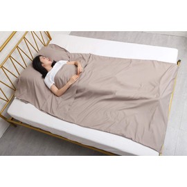 JITTY Hut Sleeping Bag 210 x 115 cm, Sleeping Bag Lining, Travel Sleeping Bag Thin, Lightweight & Compact, for Business, Camping, Backpacking, Hiking, Mountaineering, Home, Hostels, Train (Khaki)