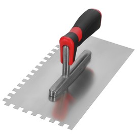 KOTARBAU® Stainless Steel Smoothing Trowel with Toothing 8 x 8 mm Toothed Trowel for Laying Tiles, Smoothing Disc, Stainless Steel Trowel with Soft Handle, Essential for Tiling, 270 x 130 mm