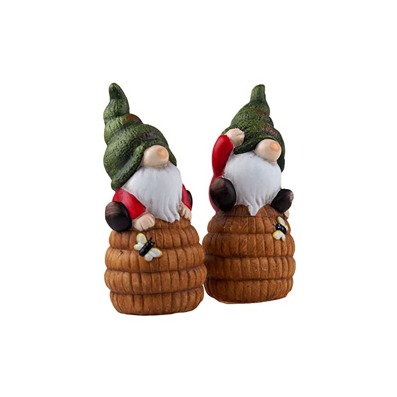 BWG Gonk 22cm Gnome On Beehive Garden Ornament Figurines (Set