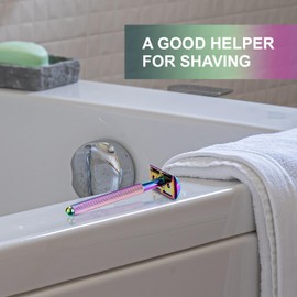 TGS Single Blade Razor with 10 Double Edge Safety Razor Blades Refill, Metal Razor for Men Women, Zero Waste Reusable Eco-Friendly Razor for Close Smooth Shave - Rainbow