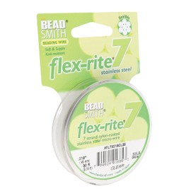 The Beadsmith Flex-Rite 7 Strand Nylon Coated, Stainless-Steel Beading Wire, Jewelry Making Supply (.018 Dia, Clear - 30 Ft)