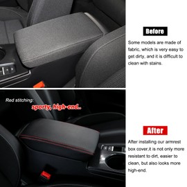 CKE for Honda Civic 2022 2023 2024 with CVT Auto Car Interior Center Console Armrest Cover Armrest Storage Box Lids Seat Cover Protector for Honda Civic Accessories -Black (Red line)